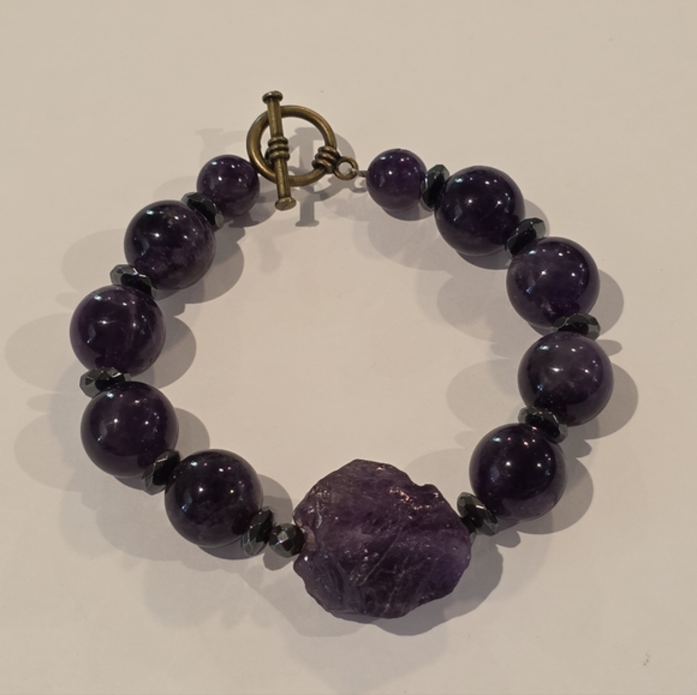 Amethyst Handmade Elegant Purple‎ Beaded Bracelet New